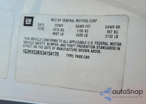 2003 Pontiac Bonneville Se из США, поврежденный, VIN 1G2HX52KX34154176